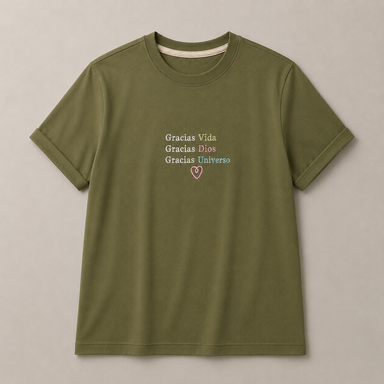 Camiseta Verde Gracias, vista frontal